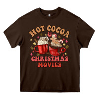Chocolate Brown hot cocoa and christmas movies Heavy Core Tee - MaliasSmallBusiness