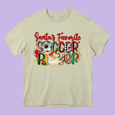Santas Favorite Soccer Player Heavy Core Tee Designed By Maliassmallbusiness