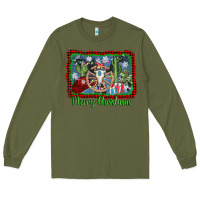 Army Green merry christmas western bull skull Long Sleeve Tee - AdoDesignShop