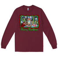 Burgundy merry christmas western bull skull Long Sleeve Tee - AdoDesignShop