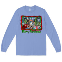 Colony Blue merry christmas western bull skull Long Sleeve Tee - AdoDesignShop