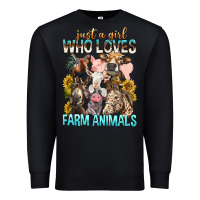 Black Just A Girl Who Loves Farm Animals Premium Sweatshirt - BundleAndBundleShop