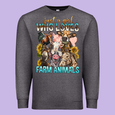 Just A Girl Who Loves Farm Animals Premium Sweatshirt Designed By Bundleandbundleshop