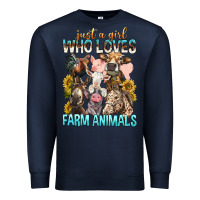 Navy Just A Girl Who Loves Farm Animals Premium Sweatshirt - BundleAndBundleShop