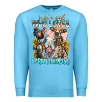 Ocean Blue Just A Girl Who Loves Farm Animals Premium Sweatshirt - BundleAndBundleShop