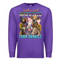 Purple Just A Girl Who Loves Farm Animals Premium Sweatshirt - BundleAndBundleShop