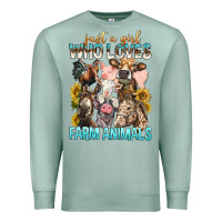 Seafoam Just A Girl Who Loves Farm Animals Premium Sweatshirt - BundleAndBundleShop