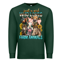 Sports Green Just A Girl Who Loves Farm Animals Premium Sweatshirt - BundleAndBundleShop