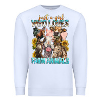 White Just A Girl Who Loves Farm Animals Premium Sweatshirt - BundleAndBundleShop