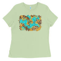 Matcha glitter leopard turquoise background Ladies Tee - AdoDesignShop