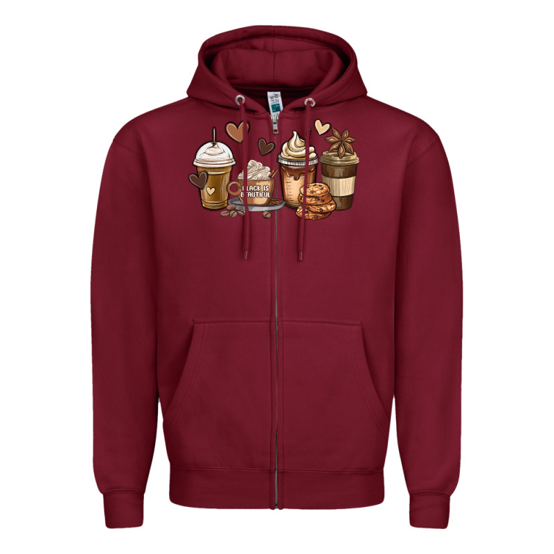 Melanin Afro Coffee Cups Zipper Hoodie by MaliasSmallBusiness | Teevron