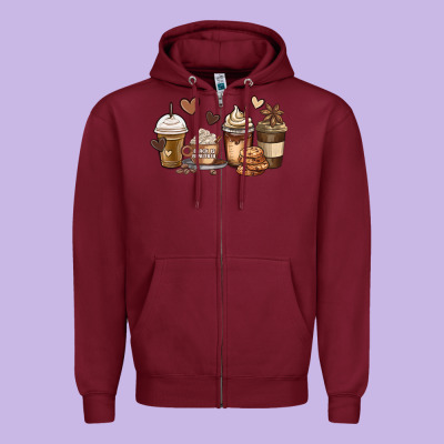 Melanin Afro Coffee Cups Zipper Hoodie Designed By Maliassmallbusiness