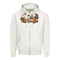 Oatmeal Heather melanin afro coffee cups Zipper Hoodie - MaliasSmallBusiness