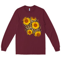 Burgundy leopard sunflower patch Long Sleeve Tee - AdoDesignShop