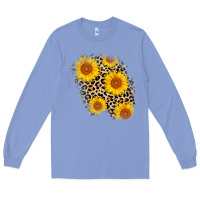 Colony Blue leopard sunflower patch Long Sleeve Tee - AdoDesignShop