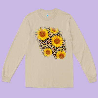 Leopard Sunflower Patch Long Sleeve Tee Designed By Adodesignshop
