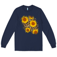 Navy leopard sunflower patch Long Sleeve Tee - AdoDesignShop