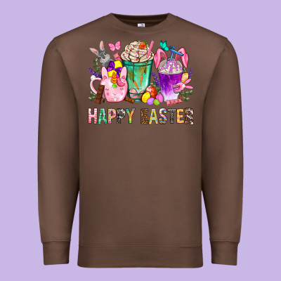 Happy Easter Coffee Cups With Bunny Premium Sweatshirt Designed By Bundleandbundleshop