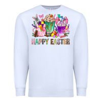 White Happy Easter Coffee Cups With Bunny Premium Sweatshirt - BundleAndBundleShop