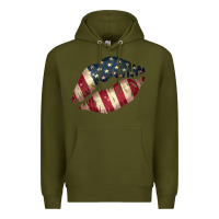Vintage American Flag Lips Premium Hoodie | Teevron