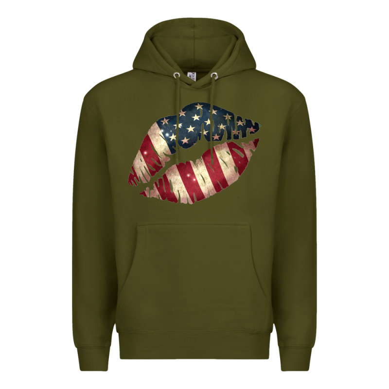 Vintage American Flag Lips Premium Hoodie by Bettercallsaul | Teevron
