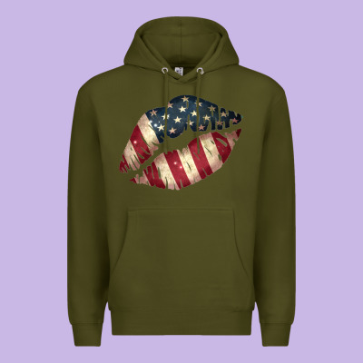 Vintage American Flag Lips Premium Hoodie Designed By Bettercallsaul
