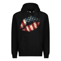 Black Vintage American Flag Lips Premium Hoodie - Bettercallsaul