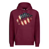 Burgundy Vintage American Flag Lips Premium Hoodie - Bettercallsaul