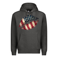 Charcoal Heather Vintage American Flag Lips Premium Hoodie - Bettercallsaul