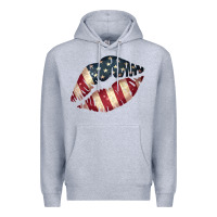 Heather Grey Vintage American Flag Lips Premium Hoodie - Bettercallsaul