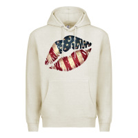 Oatmeal Heather Vintage American Flag Lips Premium Hoodie - Bettercallsaul
