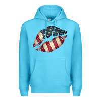 Ocean Blue Vintage American Flag Lips Premium Hoodie - Bettercallsaul