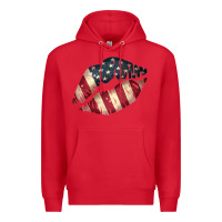 Red Vintage American Flag Lips Premium Hoodie - Bettercallsaul