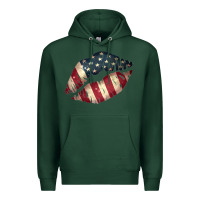 Sports Green Vintage American Flag Lips Premium Hoodie - Bettercallsaul