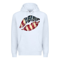 White Vintage American Flag Lips Premium Hoodie - Bettercallsaul