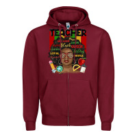 Burgundy black woman teacher Zipper Hoodie - MaliasSmallBusiness