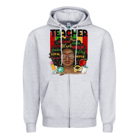 Heather Grey black woman teacher Zipper Hoodie - MaliasSmallBusiness