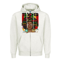 Oatmeal Heather black woman teacher Zipper Hoodie - MaliasSmallBusiness