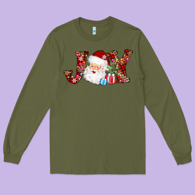 Joy Christmas Santa Long Sleeve Tee Designed By Adodesignshop