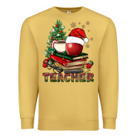 Antique Gold Teacher With Christmas Tree Premium Sweatshirt - BundleAndBundleShop