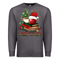 Charcoal Heather Teacher With Christmas Tree Premium Sweatshirt - BundleAndBundleShop