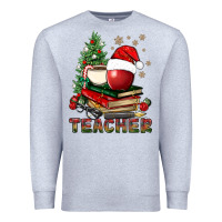 Heather Grey Teacher With Christmas Tree Premium Sweatshirt - BundleAndBundleShop
