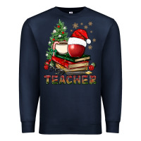 Navy Teacher With Christmas Tree Premium Sweatshirt - BundleAndBundleShop