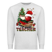 Oatmeal Heather Teacher With Christmas Tree Premium Sweatshirt - BundleAndBundleShop