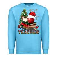 Ocean Blue Teacher With Christmas Tree Premium Sweatshirt - BundleAndBundleShop