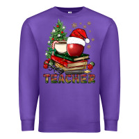 Purple Teacher With Christmas Tree Premium Sweatshirt - BundleAndBundleShop