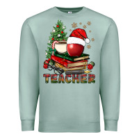 Seafoam Teacher With Christmas Tree Premium Sweatshirt - BundleAndBundleShop