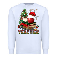 White Teacher With Christmas Tree Premium Sweatshirt - BundleAndBundleShop