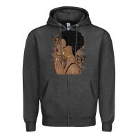 Charcoal Heather black woman praying Zipper Hoodie - MaliasSmallBusiness