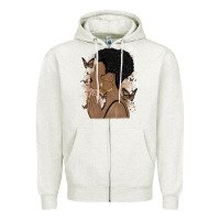 Oatmeal Heather black woman praying Zipper Hoodie - MaliasSmallBusiness